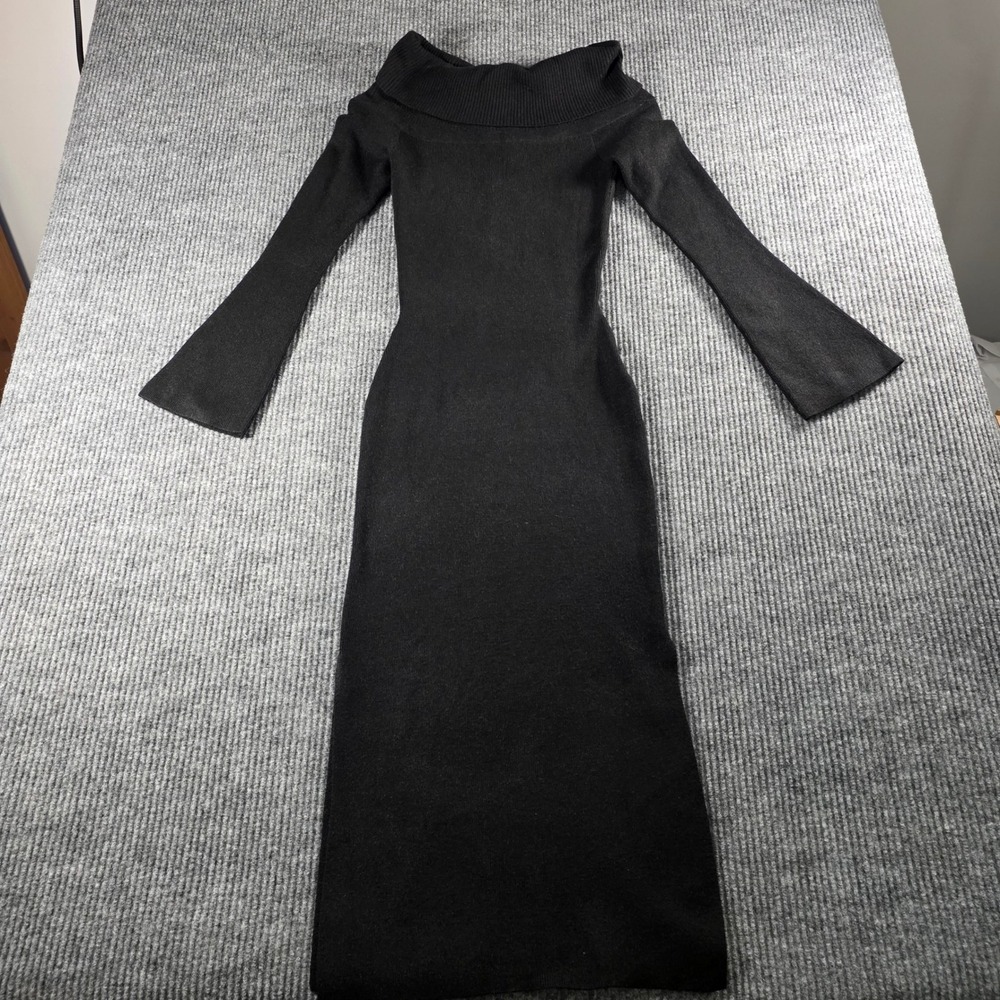 Elan‎ Womens Black Off The Shoulder Bell Sleeve Knit Maxi Dress SW50048 XS NWT